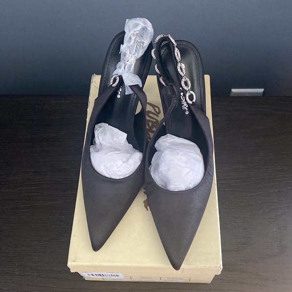 BNIB Public Desire Leanna Black Satin Pump 6 - Picture 5 of 7